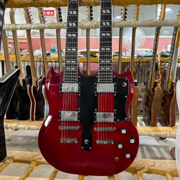 Red SG Double Double Neck Guitar Crome Hardware Spot 12String 6 String Mogany Body