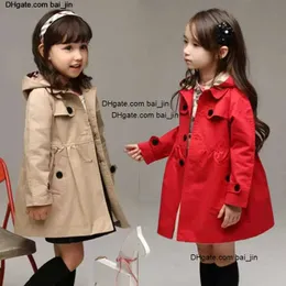 New Childrens Clothing Girl Autumn Princess Coat de cor sólida cor de média de caldeira de gorjeta média