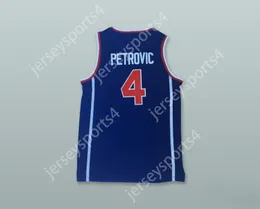 Пользовательский nay name Mens Youth/Kids Drazen Petrovic 4 Jugoslavija Blue Basketball Jersey Top Shiteed S-6xl