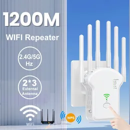 1200ms WiFiリピーターワイヤレス信号エクステンダーハイゲイン6アンテナデュアルバンド24G 5Gネットワ​​ークアンプWPSルーター240424