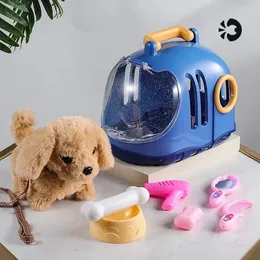 Play House Plush Electric Puppy Walk Bark Nod WAG Schwanz 6 Typen Hund mit einem Hundekäfig Elektrische Haustier Kinder Spielzeug für Kinder Geburtstagsgeschenk 240420