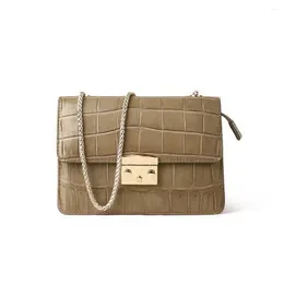 Bag Yuanyu 2024 Import Crocodile Female Fashion Flap Single Shoulder Handbag Square Package