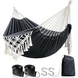 Hammock Garden Cotton Tessuto comodo tessuto Elegante Deluxe Nappe swing durevoli fino a 450 libbre portatile 240411