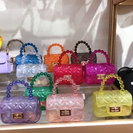 2024 New Korean Style Fashionable Small Fragrance Style Bag Versatile Rhombus Chain Transparent Jelly Bag Pearl Crossbody Bag