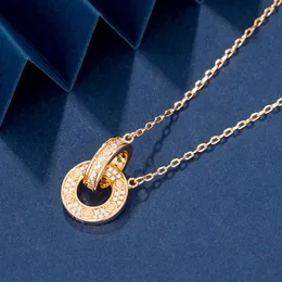 Carttieres مصمم المجوهرات مصمم قلادة قلادة قلادة مزدوجة خاتم الذهب مطلي 18 كيلو باس