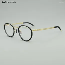 サングラスフレーム2024合金メガネフレームメン女性ビンテージラウンド光学眼鏡近視過形成処方アイウェアスクリューリス803
