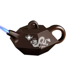 New Arrival Teapot Model Windproof Lighter Refillable Butane Blue Jet Flame Lighter