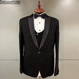 Stripe Black Stripe Groom Wedding Tuxedos 2 pezzi Abiti formali uomini uomini Blazer Black Black Black Set maschile