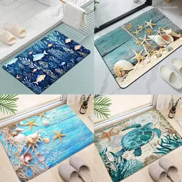 Carpets 1pc Non Slip Bathroom Mat Ocean Style Absorbent Bath Rug Contemporary Art Indoor And Outdoor Soft Floor Pad Decoration