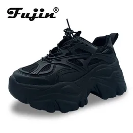 Fujin 7cm tênis robustos sapatos de plataforma cunha para mulheres sapatos casuais sapatos de verão respirável feminino tênis de moda primavera 240422
