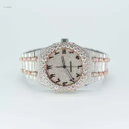 Привлекательный Moissanite Round Cut Real Diamond Iced Высококачественный хип -хоп вечеринка Wear Watch Watch для мужчин с индивидуальным циферблатом