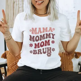 Kvinnors T-skjortor Groovy Mama Mommy Mom Bruh Cotton T-shirt Vintage Women Short Sleeve Life Gift Top Tee Shirt