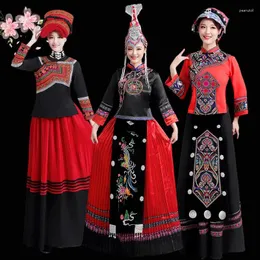 Stage Wear She Nationality Embroidery Clothing Female Wedding Dress Tujia Yi Miao Dance Performance Costumes