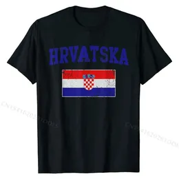 T-shirty męskie Hrvatska Chorwacja Flaga Chorwacka retro T-shirt T-shirt bawełniane topy