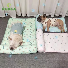 Summer Bed Bed Cat Podusza Szczenię Sleka gniazdo dla małego średniego dużego psa kota lodowa jedwabna mata Pet Kennel chłodzący rattan matress 240411