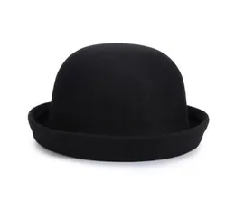 Neue Einzelhandel Little Girls Fedora Hut Dome Cap Kinder Kleidung Kinder Kappen Filzhüte Wolle Feltze Bowler Hat3218654