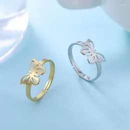 Rings Cluster Fashion Hollow Out Animal Butterfly Charm Charm Women's Engagement Couple Regalo per la coppia