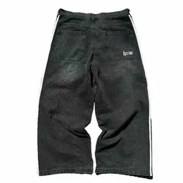 BLESSÜ BU STRIPE BAGGY DENIM PANTS BLACK BLESSÜ BU STRIPE BAGGY DENIM PANTS BLACK