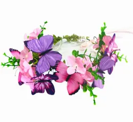 rosa och lila fjärilar och blommor krona bröllop hårtillbehör bröllopstillbehör brud huvudband huvudstycke för kvinnor eller 8514463