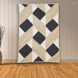 Mattor matta naturligt jute för vardagsrummet minimalism geometriska mönster golvmatta 3x10ft