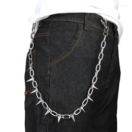 Keychains Punk Spike Rivet Tassel Keychain Jeans Decor Pants Chain Women Män Säker plånbok Key Chains smycken gåvor