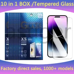 حامي الشاشة زجاج مقسّن لـ iPhone 15 14 13 12 Mini 11 Pro X XS Max XR 6 7 8 Plus Samsung A15 A25 A35 A55 A05 A11 Protect Film 9H 0.33mm مع صندوق البيع بالتجزئة الورقي بالجملة