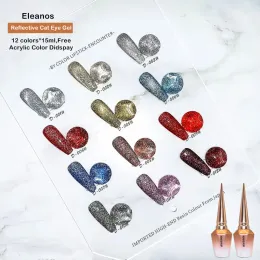 Kitler Eleanos 15ml Yansıtıcı Glitter Cat Göz Jel Oje Seti Kış Renkleri Köpüklü Pullar UV Off UV LED VERNİK TAZI ART ART