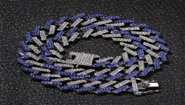 Fashion Iced Prong Cuban Link Chains Necklaces 13mm MutilColored Blue Black Rhinestones Hip Hop Jewelry Mens Drop 4798937