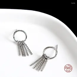 Kolczyki stadnorskie lko Real 925 Sterling Srebrna moda prosta geometria linia skrętu dla kobiet drobna biżuteria Tassels Ear Studs Prezent