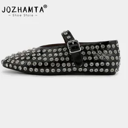 Jozhamta taglia 35-40 donne scintilla scintillanti scaricati mary janes balletto morbido tacchi in pelle infilare in primavera casual quotidiano 240418