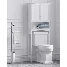 Over The Toilet Storage Cabinet Bathroom Above Organizer with Adjustable Shelves White 240420