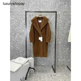 Maxmaras Coat Teddy Bear Womens Cashmere Płaszcze wełna zima maksymalnie wielbłąda futro FUEL Wysoka stopień długi rękaw Wydłużony W HF5A