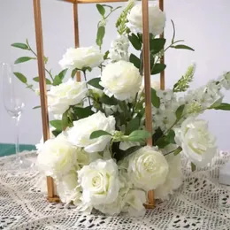 Decorative Flowers Large Silk Rose Artificial Flower Ball Wedding Decoration Table Centerpiece Luxury Fake Arrangement Decor