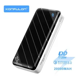 Banche di alimentazione del telefono cellulare QC3.0 PowerBank V00C 22.5W Power Pack da 20000 mAh C-Type PD 20W Caricatore portatile PowerBank Tackay Extern Battery Pacco per iPhone 12 Max J240428