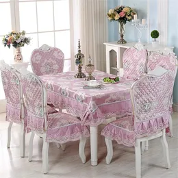 Panno da tavolo europeo classico in stile tastratura sedia arretrante cuscino set da 7 pezzi di decorazione di tessuti per mobili per la casa di lusso di lusso di alta gamma