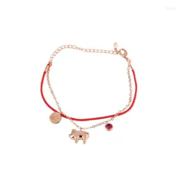 Chain Link Bracelets Fashion Transshipment Blessing The Pig Years Birthday Piglet Red Rope Bracelet Couple Adjustable Hand Drop Deliv Dh2Zy
