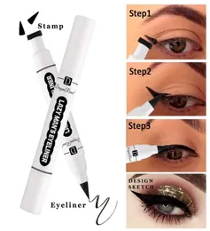 Ny Black Liquid Eyeliner Stamp Marker Pencil Waterproof Stamp Doubleed Eye Liner Pen Cosmetic Eyelinerpen 07465521511