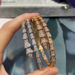 Alto nível original Blgarry Designer Bangles Versão alta VGOLD Snake Snake Full Diamond Snake Bone Bracelet for Womens Open End Bracelet com com logotipo da marca