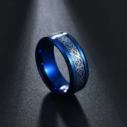 Wedding Rings New Fashion Mens Titanium 7 Colors Dragon Cross Rhinestone Rings for Gentleman Wedding Jewelry Gift