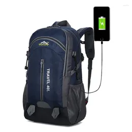 Zaino da 40 litri impermeabili USB ricaricati da arrampicata per sacchetti sportivi per alpinismo sacca da viaggio da campeggio all'aperto per