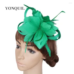 Headpieces Fancy Feather Flower Hair Fascinators For Womens Weddings Headwear Elegant Bride Headboard Sinamay Headpiece Clip