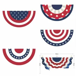 Banner Flags Pleated Fan Usa Flag Patriotic Decorations For Memorial Independence 4Th Of Jy National Day Red White Blue Decor Drop D Dhbmp