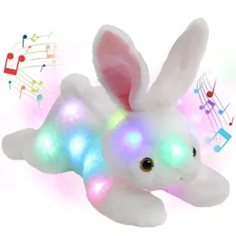 38 cm Easter Bunny Plush Toy Cotton fylld vit kastkudde led mjuk och bekväm barns lekkompis dag gåva 240416