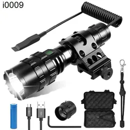 Original Tactical Flashlight Rechargeable Torch Waterproof Hunting Light with Clip Shooting Gun Accessories