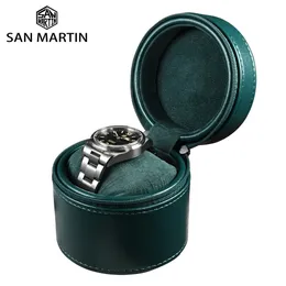 San Martin Watch Box Hochwertige Leder kleine Reisebox Geschenkbox für Uhren Display -Paketboxen 240425
