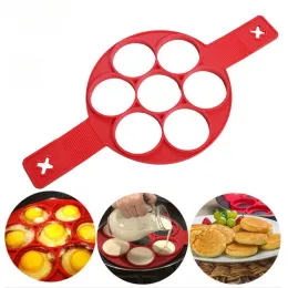 UTANSILS 7 HOLES SILICONE MOLT Köksredskapsgadget Tillbehör Pannkaka Maker Nonstick Cooker Pan Flip Eggs Kichen Cooking Tool