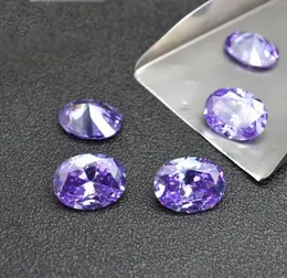 Lavender Color Stone 8 Sizes 23mm46mm Oval Machine Cut Cubic Zirconia Synthetic Loose Gemstone Beads For Jewelry Making 500pcs5619243