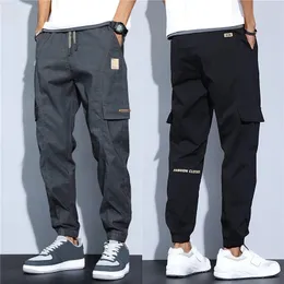 Trendy Men Pants Soft Fabric Multi Pockets Elastic Waist Spring Summer Cargo Wearresistant Jogger Trousers Simple Clothes 240425