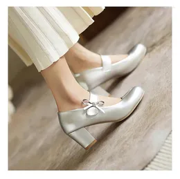 Dress Shoes Pumps Spring And Autumn Style Fashion High-heeled Single Buckle Bow Sweet Women's High 6cm Plus Size 32-43