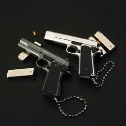 Gun Toys 1 3 Alloy Colt M1911 Pistol Miniature Model Assemblable Fake Gun Toy Keychain Backpack Pendant Decoration Gift Toy Boy T240428